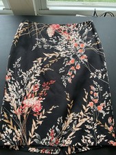 Talbots Black Pencil Skirt With Orange Flowers SZ 6