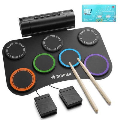 Electric Drum Set Upgrated, 7 Pads Electronic Pad Roll Up DED-20R