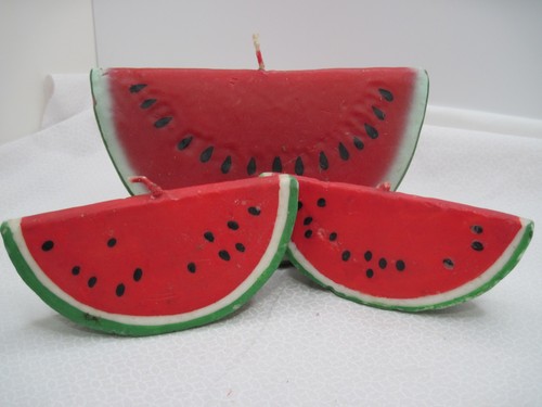 Watermelon Slice Wax Candles Lot of 3 Vintage Decorative Summertime