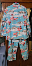 Nick Nora Flannel Pajamas 2X Flamingos On Ice Airstream RV Winter