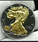 552. 2016 American Eagle Silver Coin Blackout Ruthenium/Gold Gilde 1oz Silver