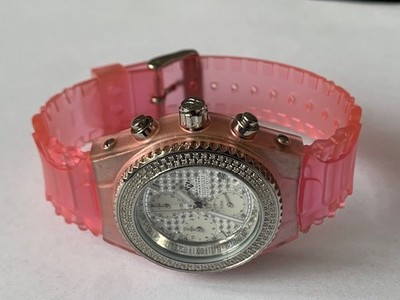 1.0CTW REAL DIAMOND PINK JELLY AQUA MASTER WATCH W#13 NEW & BOXED