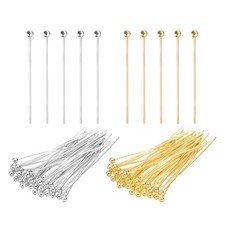 1 Inch Ball Pins, Jewelry Making Headpins-400Pcs Silver Gold