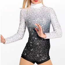 Weissman Dance Leotard SC Small Ombre Sequin Long Sleeve Girl Costume 12731 Kids