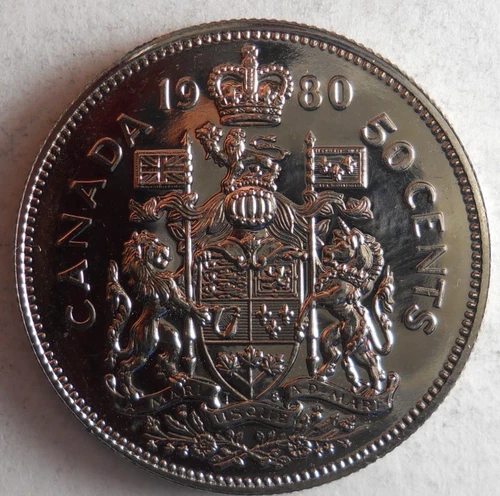 1980 CANADA 50 CENTS - AU/UNC - PROOF LIKE - Excellent Coin - Lot #A4