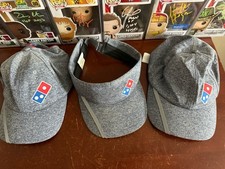 LOT OF 3 - 2 Dominos Employee Uniform Hats, 1 Visor - Reflective, Gray