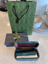 Neu Gucci Sonnenbrille Brillenetui grün Brillenetui mit Box und Einkaufstasche