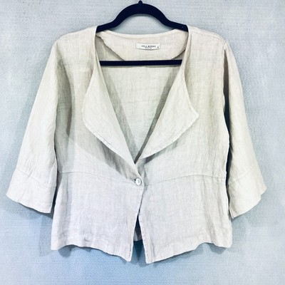 Viola Borghi Linen Top Womens S Beige Single Button Blouse Quiet Luxury Italy