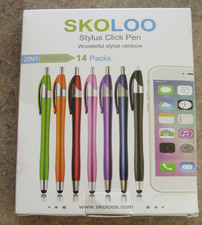 SKOLOO Stylus Click Pen 2 IN 1 Electronic Touch screen 14 pack 7 colors  New