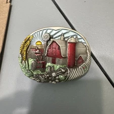 Vintage Great American Belt Buckle Co Farming 1982 Farm Great Color Tractor USA