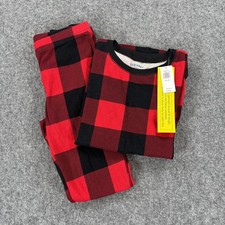 Old Navy Kids Unisex XL 12 Red Buffalo Plaid Pajama Set Glow in Dark NWT 2021