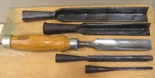 Marples 1" Gouge Wood Chisel + 2 Vintage 7/8" & 1" Timber Frame Corner + 2 Small