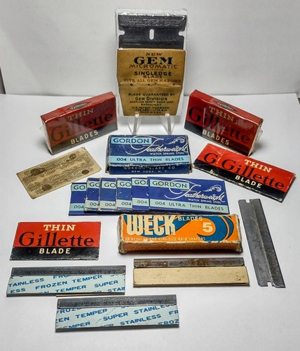 Vintage Razor Blade Lot 27 Pc NOS Gillette 1938 Gem 1930's Gordon Unused Display