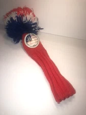Vintage Golf Red White Blue Hybrid Pom Pom Knit, Head Cover, 1776 Bicentennial