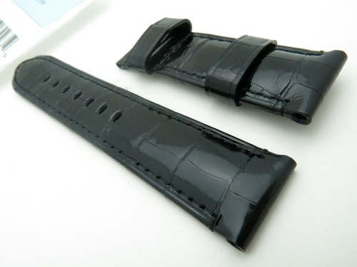 Cinturino Panerai NERO LUCIDO CROMO LUCIDO 24mm / 22mm REGOLARE 125mm / 75mm SOLO TANG - Foto 4 di 7