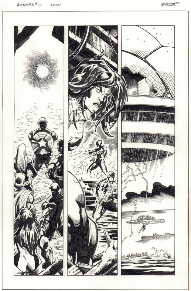 Avengers #10 p.29 Captain America, Black Panther, She-Hulk art by Ed McGuinness Comic Art