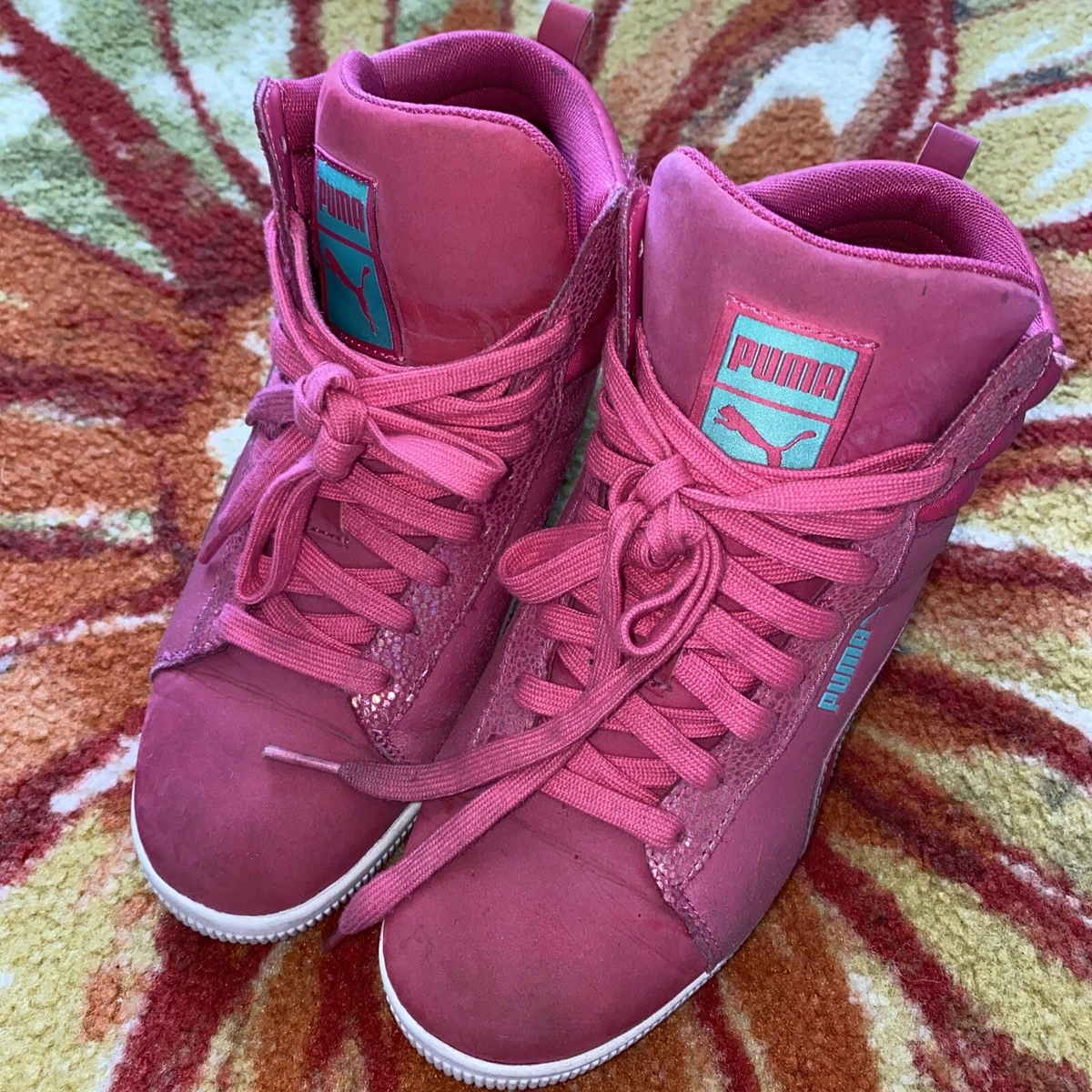 PUMA Hot Pink US Women s Size 5 High Top Sneakers Lace Tie