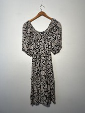 KAREN KANE Dress Balloon Sleeve Off Shoulder Ruffle Trim SMALL