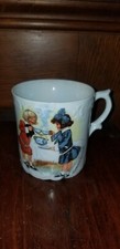 VINTAGE BUSTER BROWN PORCELAIN CHILD  S CHILDS YOUTH toy CUP MUG girls having tea