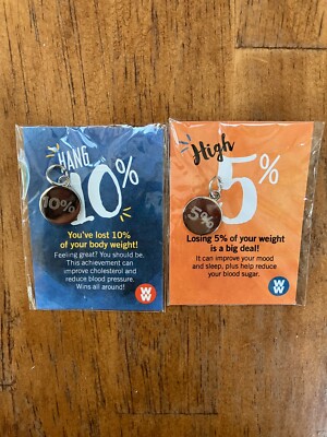 Weight Watchers WW 5% and 10% Percent Weight Loss Award Charms- New!