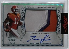 💥ISAIAH SIMMONS AUTO PATCH 2020💥LEAF TRINITY AUTO TRI COLOR PATCH💥LE #/50🔥🔥