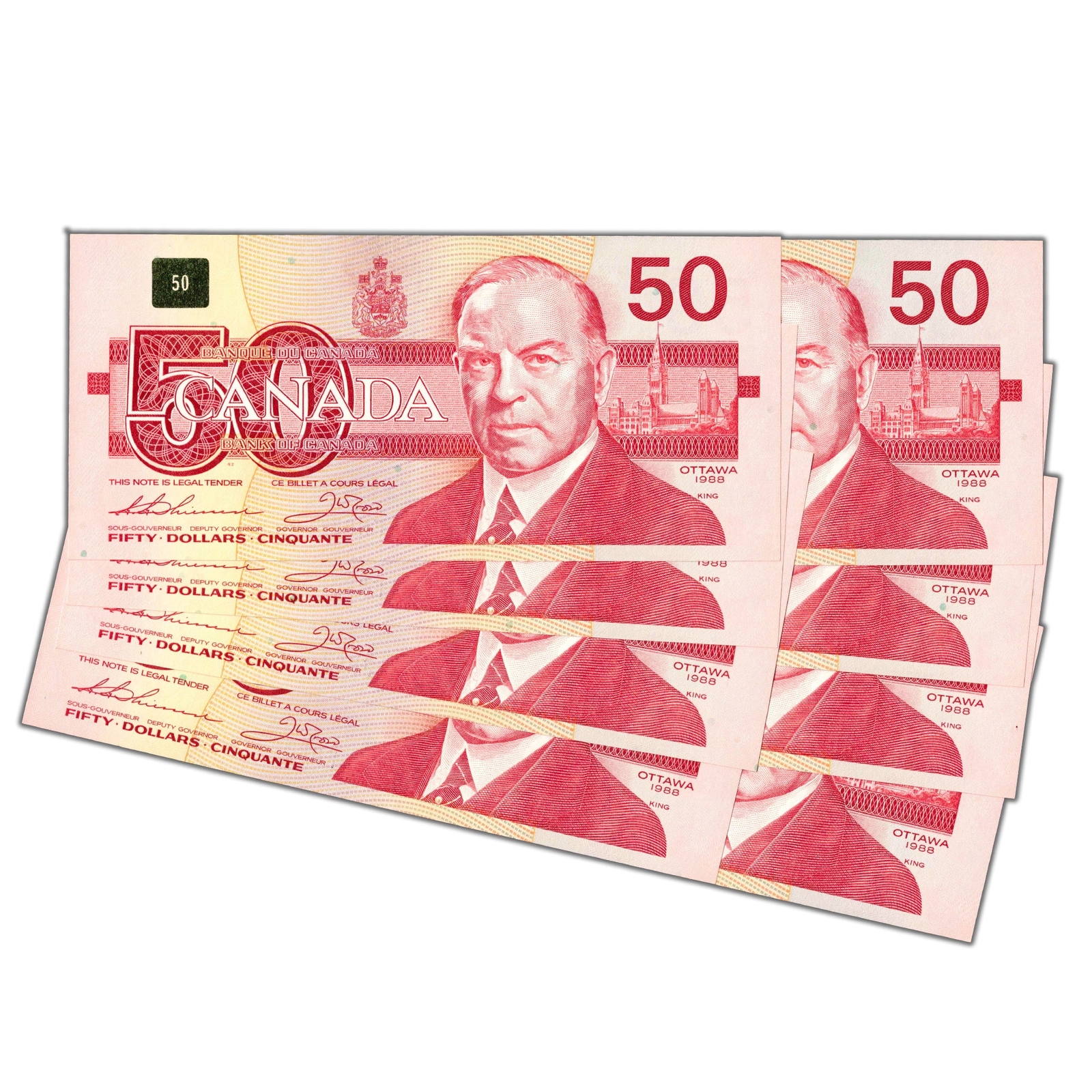 $50 1988 Bank of Canada Notes FHC Prefix BC-59a - 8 Consecutive ...
