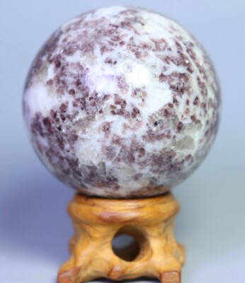 186g Natural Marvelous Lepidolite Purple Mica Quartz Crystal Sphere Ball/Stand