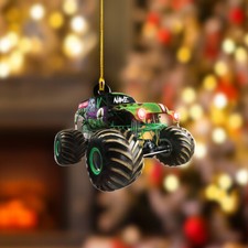 Monster Truck Scary Halloween Christmas Ornament, Custom Monster Truck Ornament