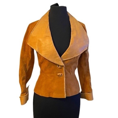 Vintage Handcrafted Custom Made Char Of Mexico Women's Leather Suede Jacket XS