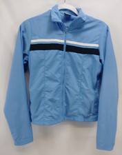 Nike Boy's Jacket Size S 4-6 Blue Windbreaker Striped Full Zip Long Sleeves