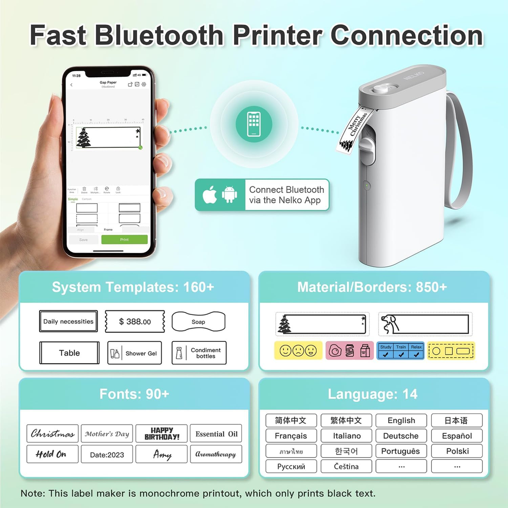 Bluetooth Label Maker P21 with Tape, Wireless Mini Portable Label Printer