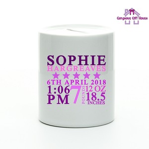 personalised baby money box