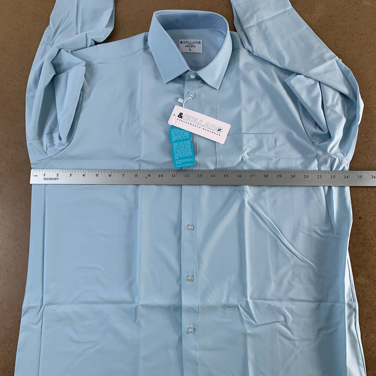 シャツ &collar Mens Size Large Athletic Light Blue Long Sleeve Button-Up