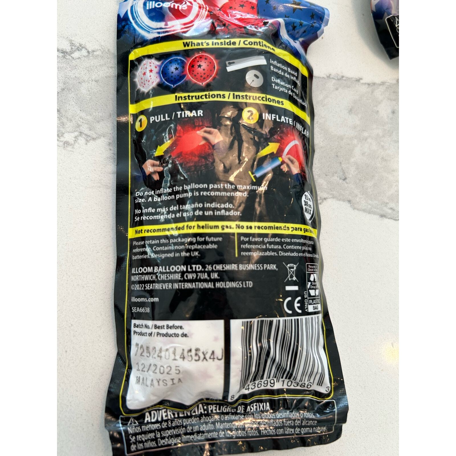 Illooms bundle of 5 packs Patriotic Light Up Balloons 15 Balloons Total 