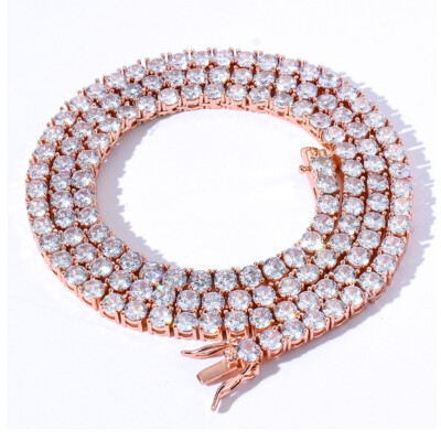 5mm Hip Hop Rose Gold Plated Iced Out CZ Tennis Chain For Men Women 's Necklace