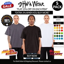 5 Pack Of Shaka Wear Adult Max Heavyweight T Shirt Stylish T-Shirt - SHMHSS