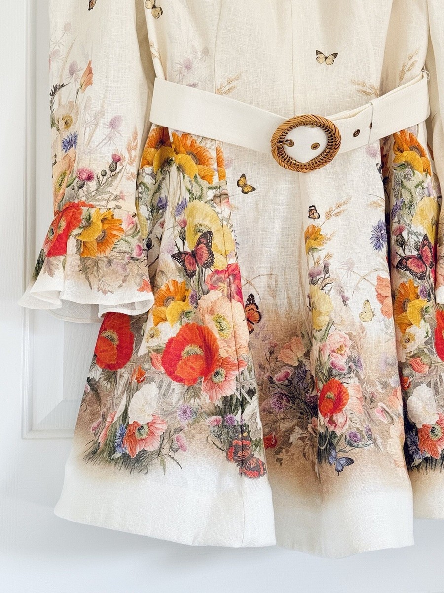 NWOT $895 Zimmermann Tranquillity Floral Linen Mini Dress