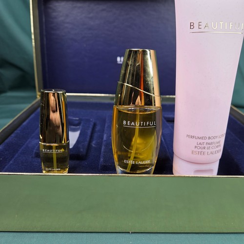 Estee Lauder Beautiful Eau De Parfum Gift Set 3-Pcs Body Lotion Travel Spray NIB - Picture 3 of 10