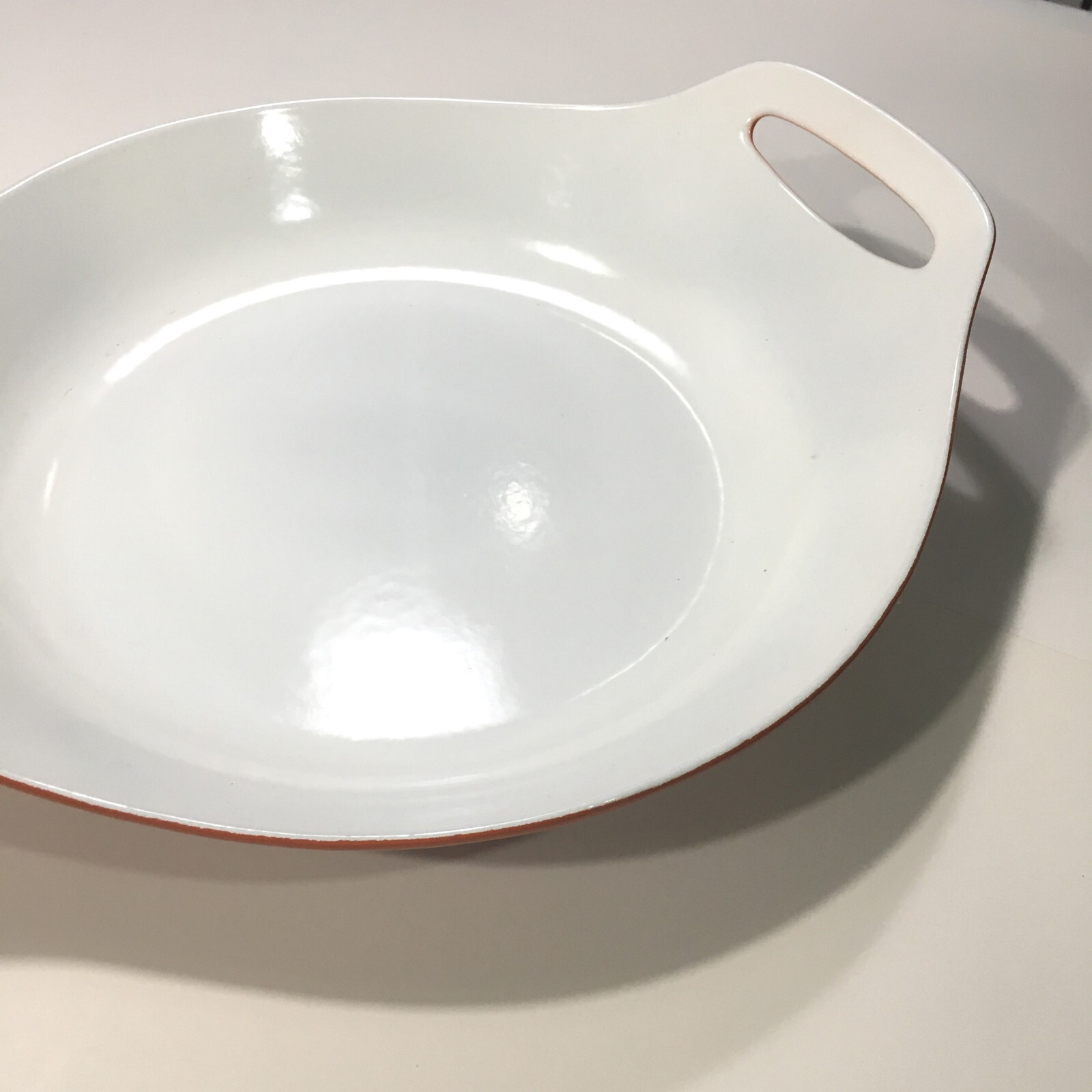 Vintage Copco Denmark Micheal Lax Orange Enamel Cast Iron Paella Pan