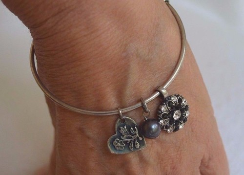 Mariana Guardian Angel Crystal Charm Bangle Bracelet 280-1 Clear Black Swarovski - Picture 2 of 6