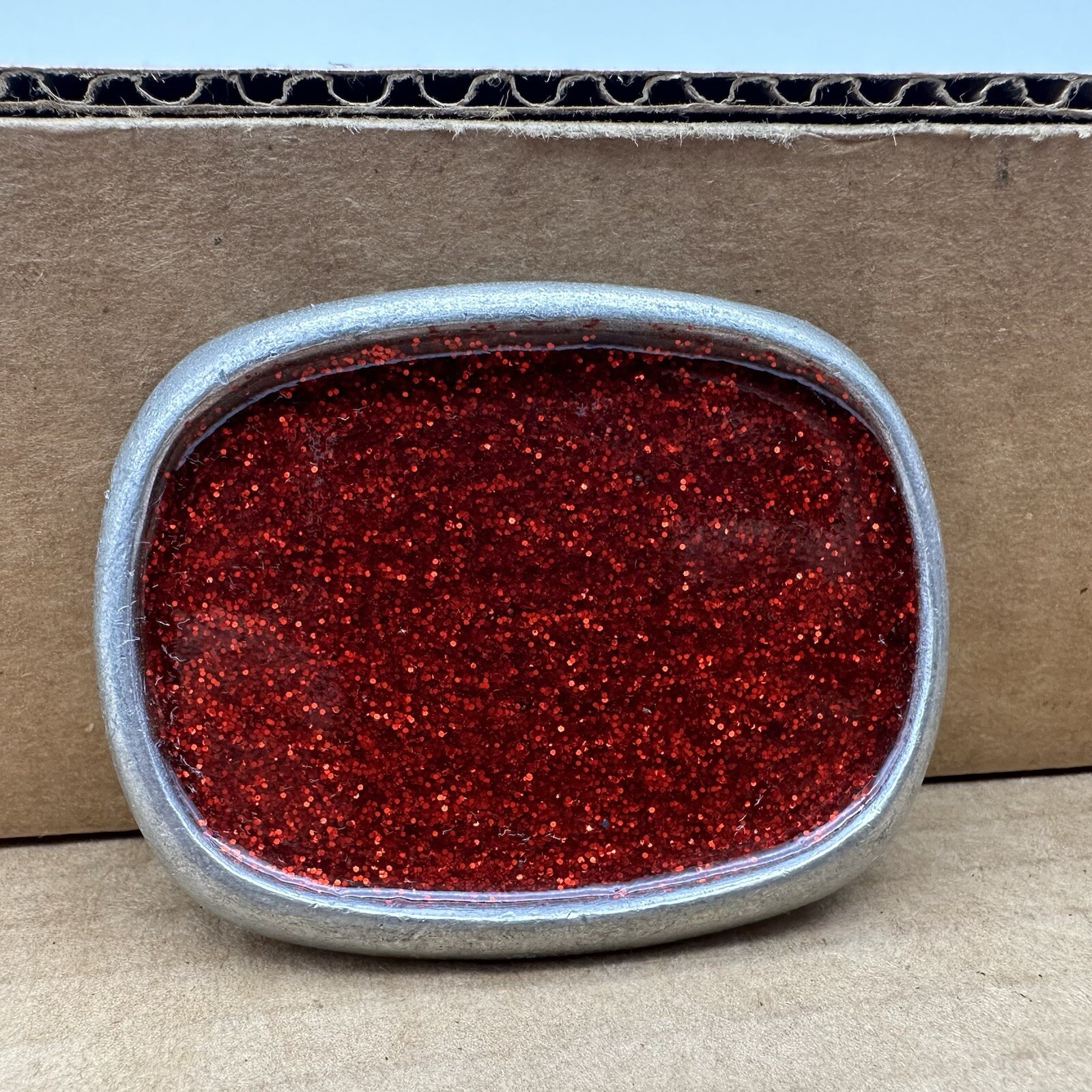 Retro Mixed Red Sparkle Rectangular Oval Belt Buc… - image 1