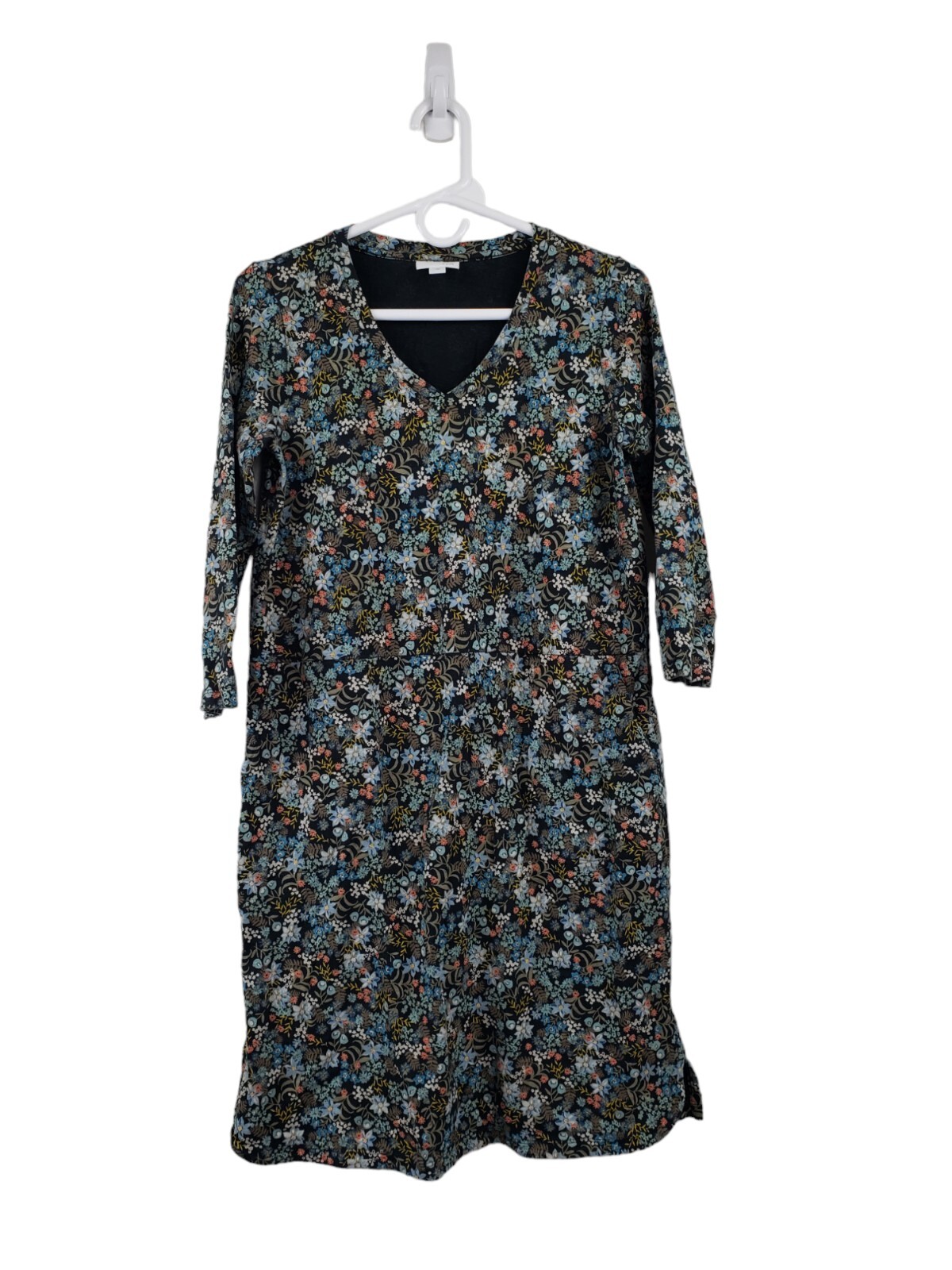 J Jill Women’s Casual Long Sleeve Floral V-Neck Dress Size XS Pockets