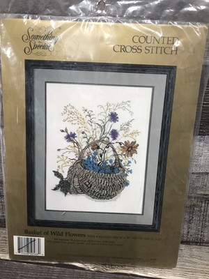 Candamar SOMETHING SPECIAL Counted Cross Stitch Basket Of Wild Flowers Kit