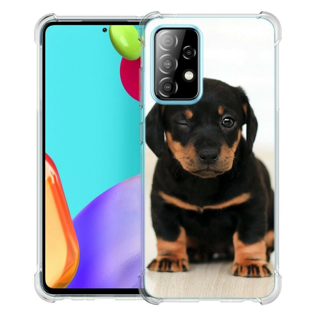 Dachshund Puppy)ShockProof TPU phone case cover(Clear)for Samsung