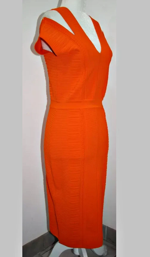 Abito body Versace con ritagli spalle stile fascia arancione taglia US M IT 44 $2230