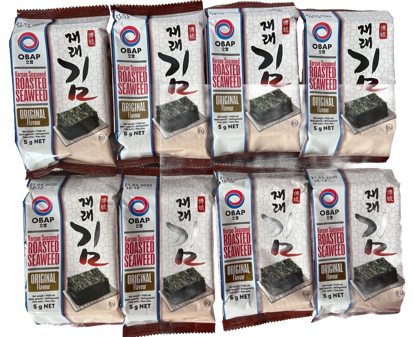 8 x 5g Algensnack Seetang geröstet gewürzt Meeresalge noriblätter Seaweed Snack