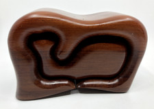 Handcrafted Native Red Wood Whale Puzzle Hidden Trinket Box 6.5" X 3" X 4"
