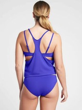 Athleta Seascape Blousy Tankini Top, Size 34D/DD Yacht Blue
