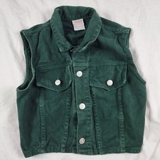 Vintage Bongo Womens Small Green Denim Vest By Gene Montesano Casual Outdoors