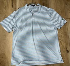 Peter Millar Crown Crafted Multi Stripe Polo Shirt Size XL Performance